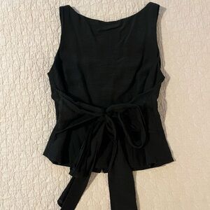 Maeve by Anthropologie Black Sleeveless Tie-Front Top